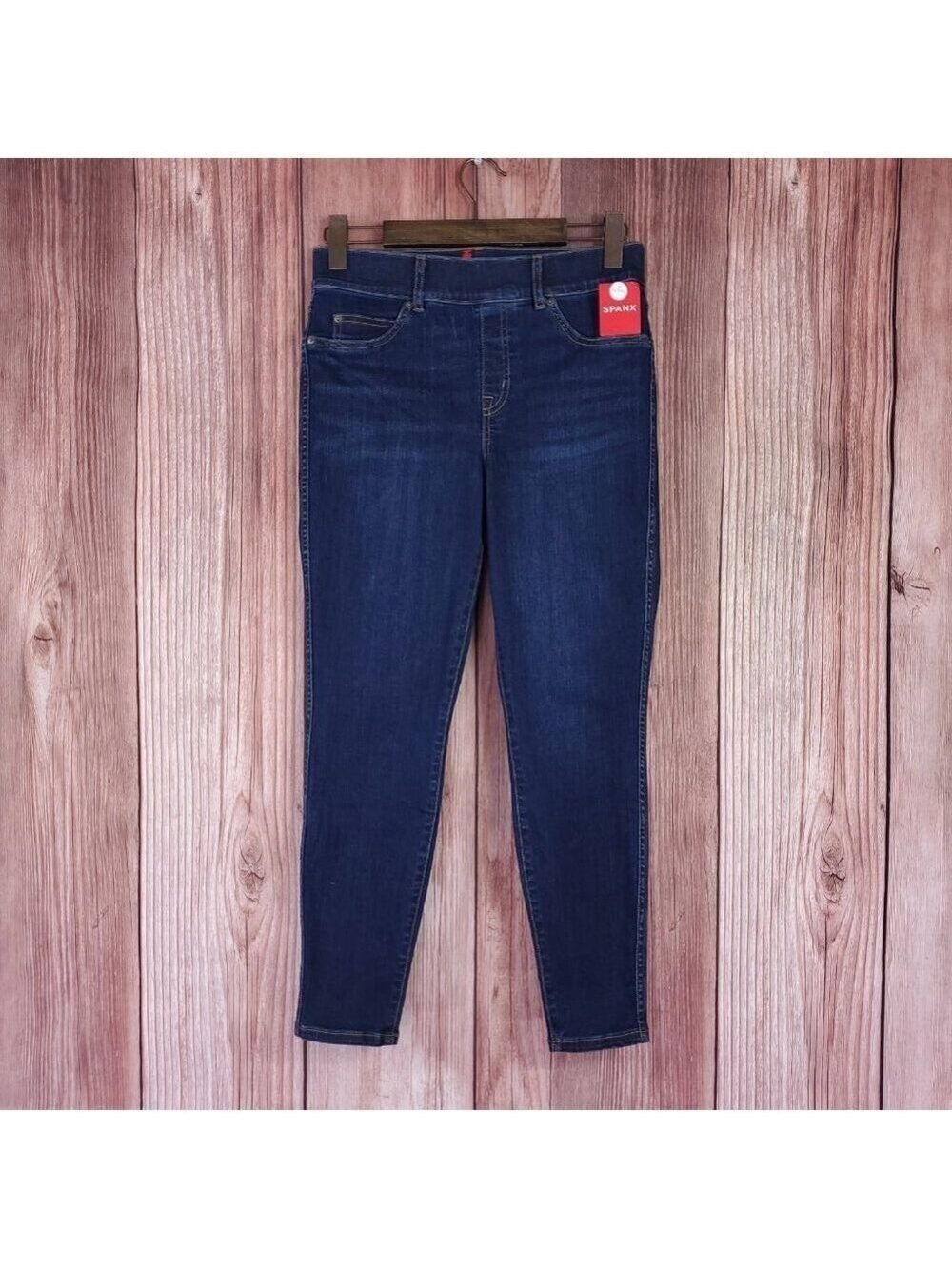 NWT Spanx Ankle Skinny Jeans Womens Medium Petite Stretch Midnight Shade 20342Q